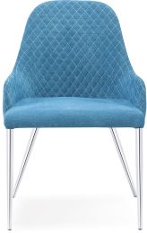 Santana Dining Chair (Set of 2 - Blue with Chrome Legs) 