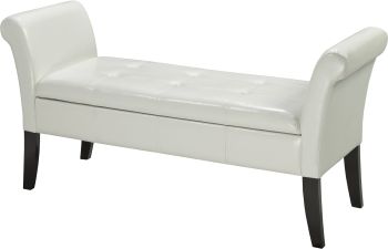 Tufted Accent Bench with Storage (White) 