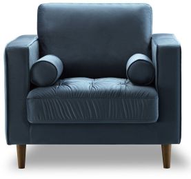 Bente Tufted Velvet Lounge Chair (Light Blue) 