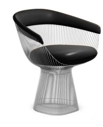 Lovise Wire Dining Chair (Stainless with Black Leather) 