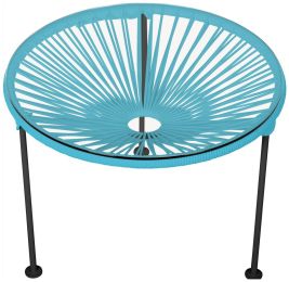 Zicatela Table (Blue Weave on Black Frame) 