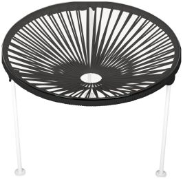 Zicatela Table (Black Weave on White Frame) 