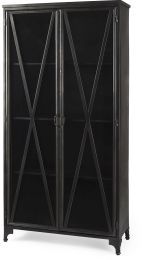Poppy Display Cabinet (Black Metal With Glass Door) 