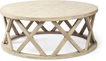 Forsey Coffee Table (Round White Solid Wood Top & Base) 