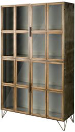 Pandora Display Cabinet (Brown Wood & Metal Glass Door) 