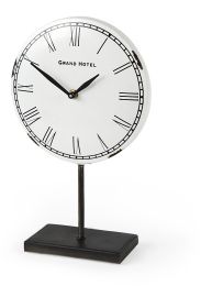 Harriet Table Clock (White & Bronze Metal) 