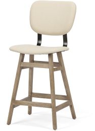 Haden Counter Stool (Cream Upholstered Seat Brown Wood Frame Stool) 