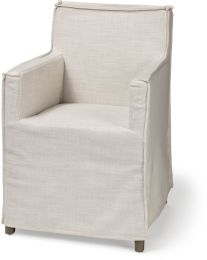 Elbert Dining Chair (II - Cream Fabric Slip-Cover Brown Wood Frame) 