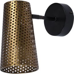 Wesley Wall Sconce (Gold Toned Perforated Metal Cone) 