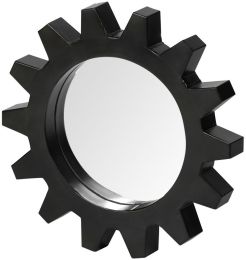 Cog Alloy Wall Mirror (Small - Black Metal Frame) 