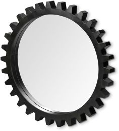 Cog Alloy Wall Mirror (Large - Black Metal Frame) 