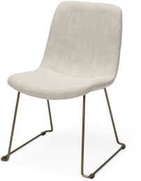 Sawyer Dining Chair (Set of 2 - Beige Fabric Seat Gold Metal Frame) 