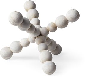 Carrollton Geometric Wood Ball Jack (Large - Off-White) 
