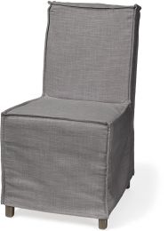 Elbert Dining Chair (Set of 2 - Grey Fabric Slip-Cover Brown Wooden Base) 