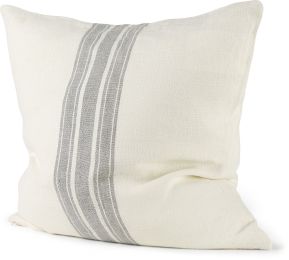 Patrice Decorative Pillow (22x22 - Cream With Grey Stripes Cover) 