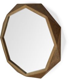 Aramis Wall Mirror (Octagon Brown Wood Frame) 