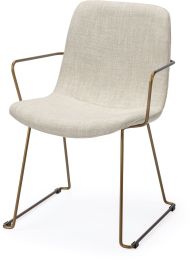 Sawyer Dining Chair (Beige Fabric Wrap Gold Metal Frame) 