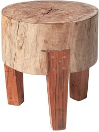 Asco Ottoman (Short - Rustic Solid Reclaimed Wood Stool) 