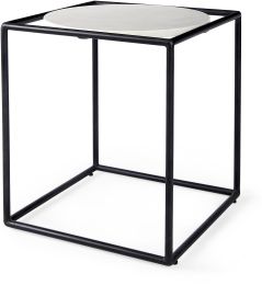 Austen End Table (Round White Marble Top with Black Metal Frame Side Table) 