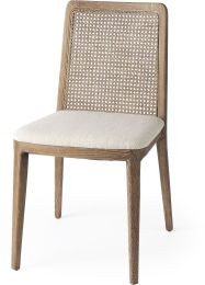 Clara Dining Chair (Set of 2 - Light Brown Wood with Cream Fabric Seat) 