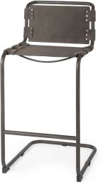 Berbick Bar Stool (Brown & Grey Suede with Iron Frame) 