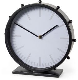 Marian Table Clock (Black Studded Round) 
