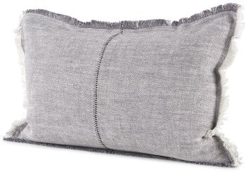 Thais Decorative Pillow (13x21 - Grey Fabric Fringed Cover) 