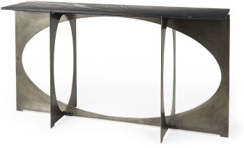Reinhold Console Table (Black Marble Top with Iron Base) 