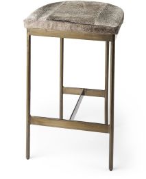 Millie Counter Stool (Hair-on-Hide Seat with Gold Frame) 