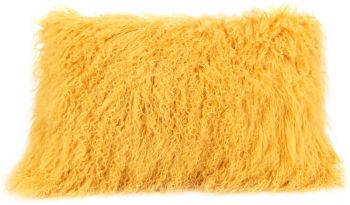 Lamb Fur Pillow (Rectangular -  Gold) 