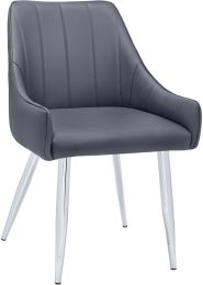 Stirling Dining Chair (Set of 2 - Grey & Chrome Legs) 