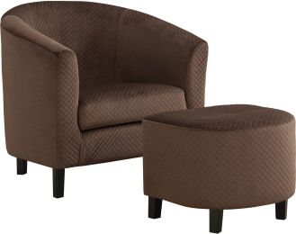 Shiville Accent Chair and Ottoman (Brown Quilted Fabric) 