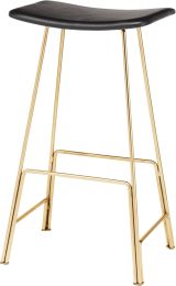 Kirsten Bar Stool (Black Leather with Gold Frame) 