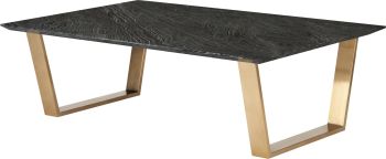 Catrine Coffee Table (Black Wood Vein with Gold Legs) 
