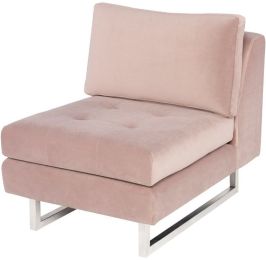 Janis Seat Armless Sofa (Narrow - Blush with Silver Legs) 