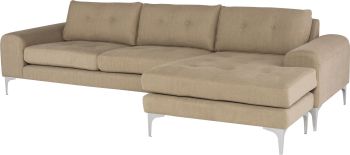 Colyn Sectional Sofa (Burlap with Silver Legs) 