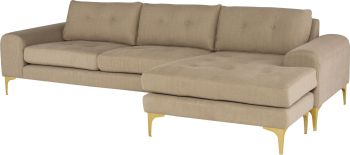 Colyn Sectional Sofa (Burlap with Gold Legs) 