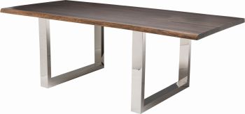Lyon Dining Table (Long - Seared Oak with Silver Legs) 