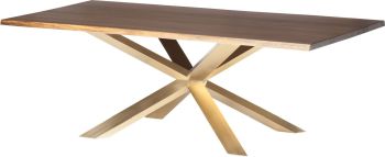 Couture Dining Table (Medium - Seared Oak with Gold Base) 