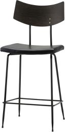 Soli Counter Stool (Black Leather with Seared Backrest) 