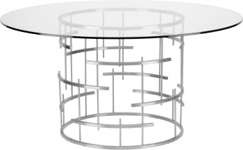 Tiffany Dining Table (Round - Clear with Stainless Base) 
