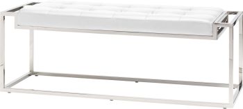 Step Occasional Bench (Short - White with Silver Base) 