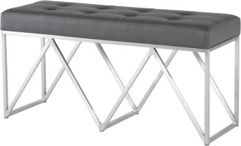 Celia Occasional Bench (Grey with Silver Base) 