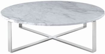 Rosa Coffee Table (White with Silver Base) 
