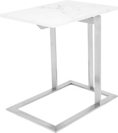 Dell Side Table (White with Silver Base) 