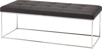 Caen Occasional Bench (Black with Silver Base) 