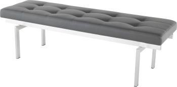 Louve Occasional Bench (Long - Grey with Silver Base) 