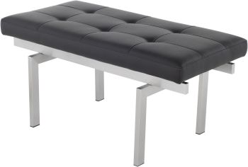 Louve Occasional Bench (Short - Black with Silver Base) 