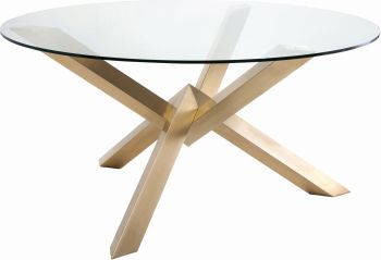 Costa Dining Table (Medium - Gold with Glass Top) 