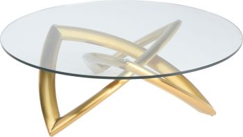 Martina Coffee Table (Gold with Glass Top) 